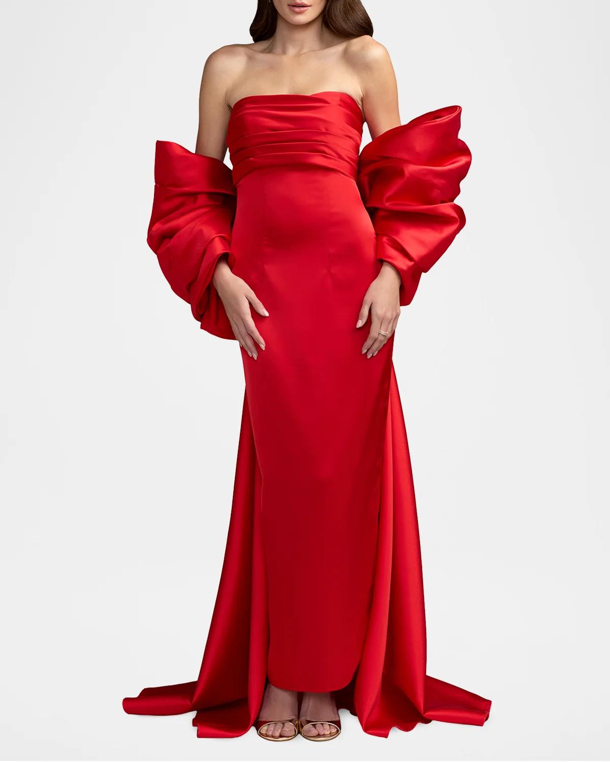 Oversized Bow Satin Gown - thumbnail 2