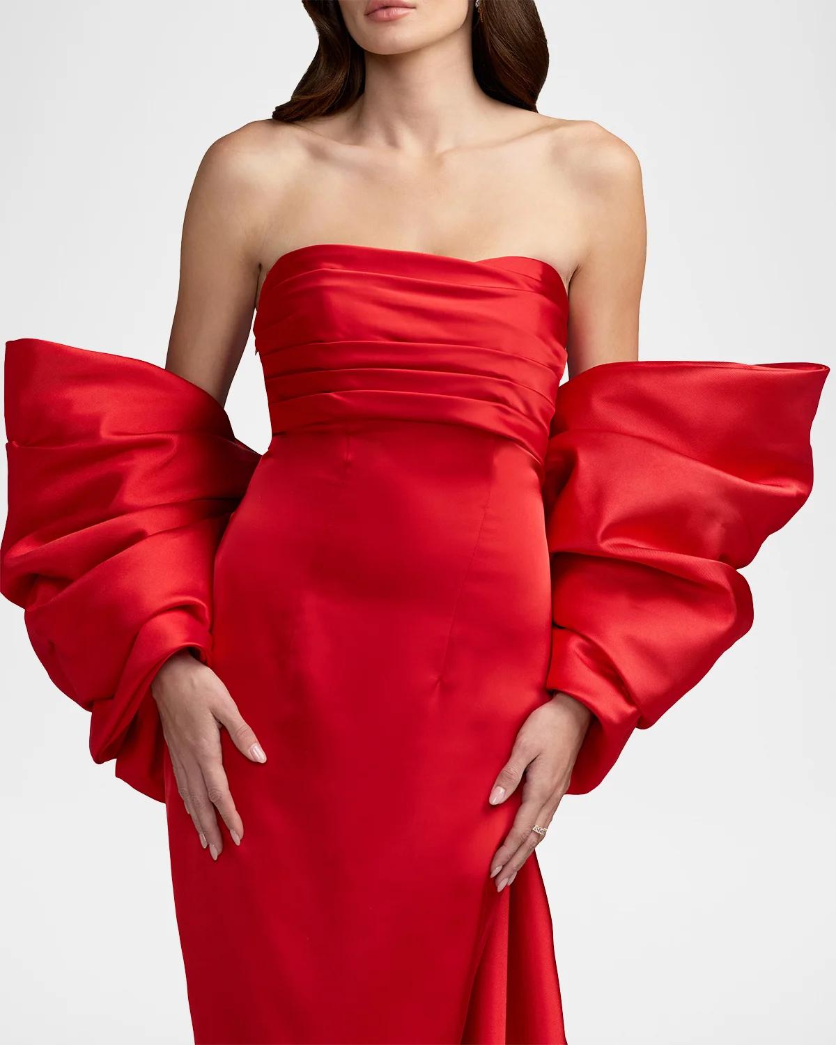 Oversized Bow Satin Gown - thumbnail 5