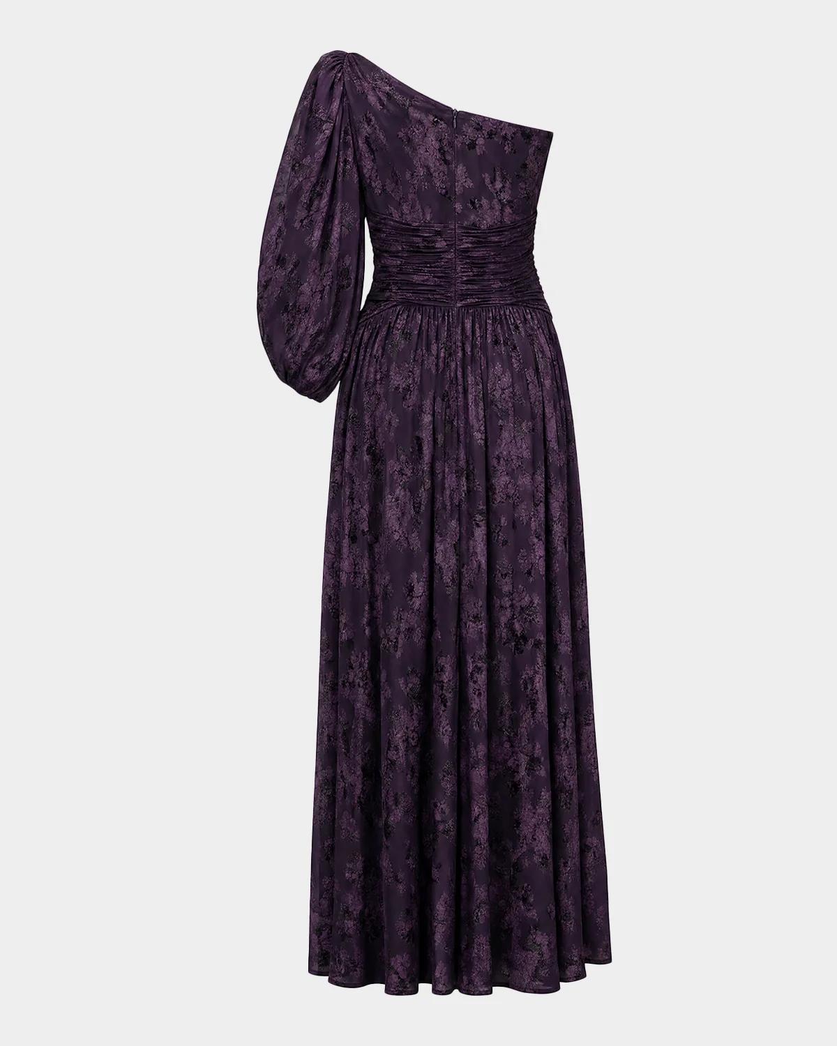 One-Shoulder Burnout Velvet Gown - thumbnail 4