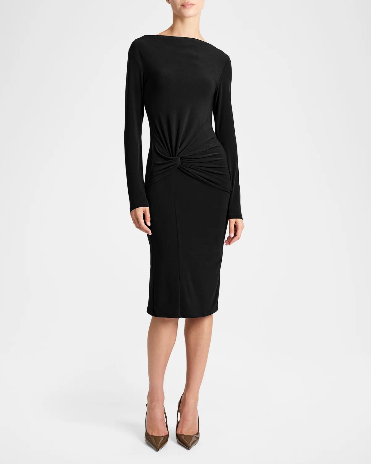 Bodycon Bateau-Neck Midi Dress - thumbnail 8