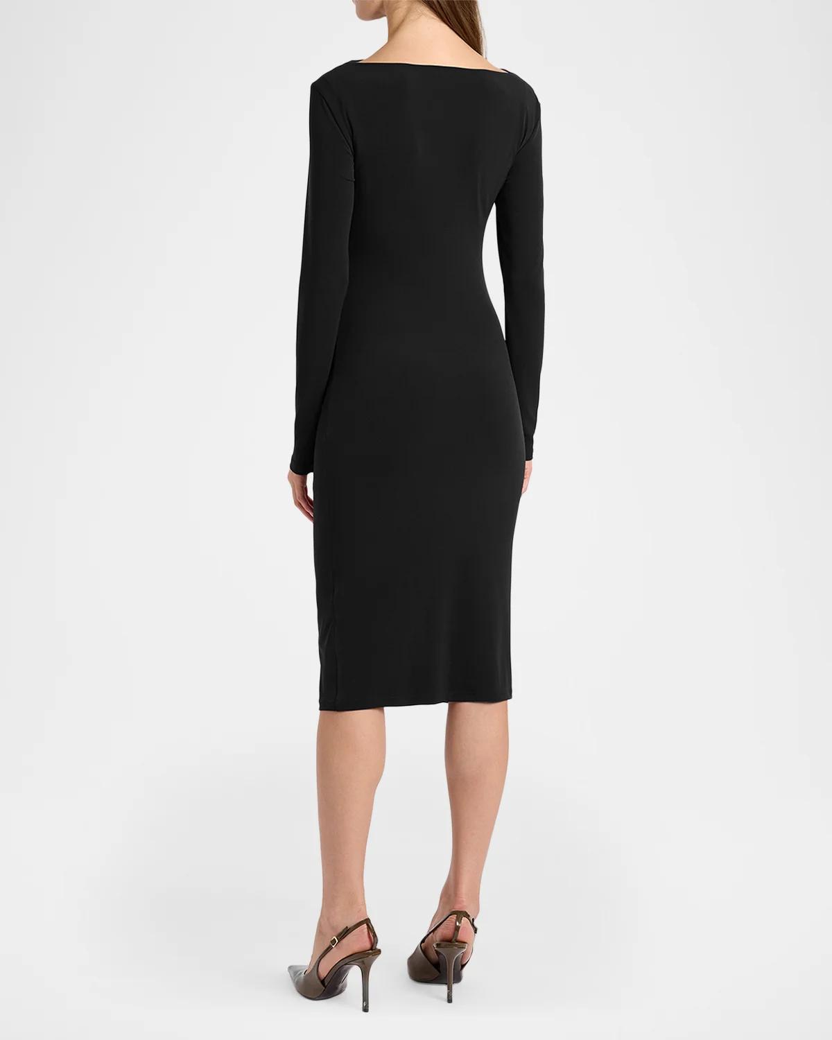 Bodycon Bateau-Neck Midi Dress - thumbnail 3