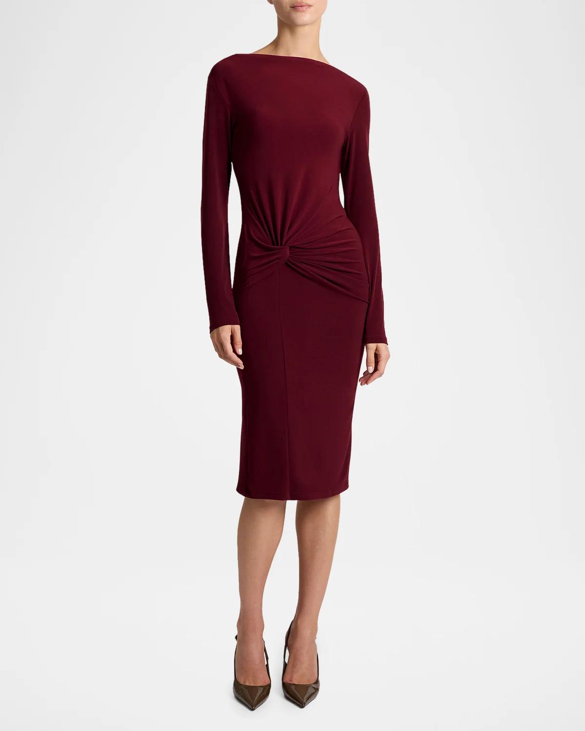Bodycon Bateau-Neck Midi Dress - thumbnail 2