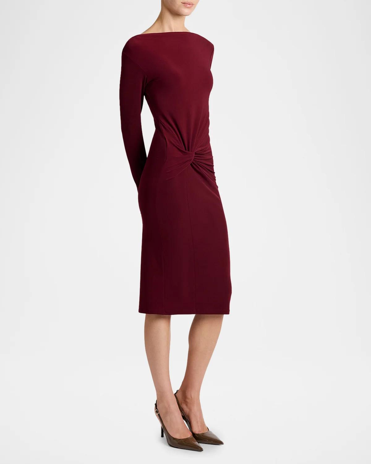 Bodycon Bateau-Neck Midi Dress - thumbnail 6