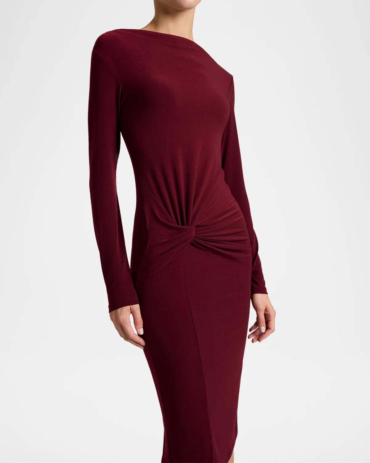 Bodycon Bateau-Neck Midi Dress - thumbnail 5