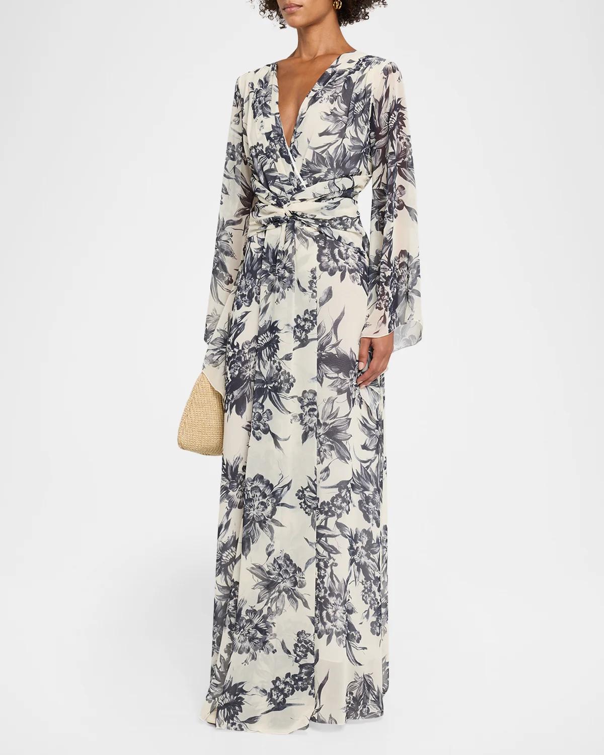 Pawel Twist-Front Floral Gown - thumbnail 4