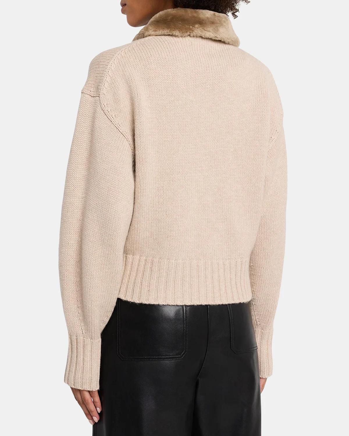 Drop Shoulder Wool-Cashmere Cardigan - thumbnail 3