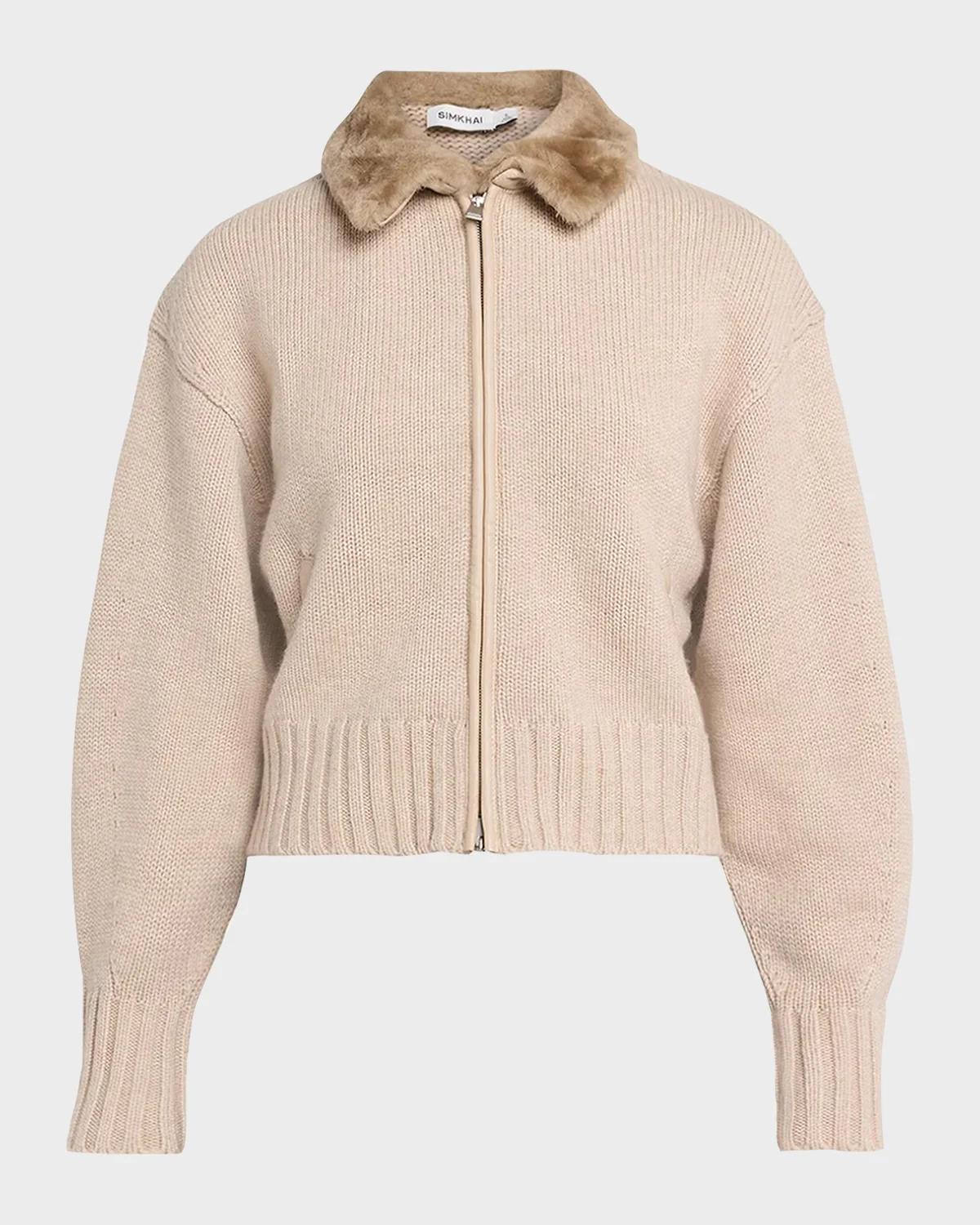 Drop Shoulder Wool-Cashmere Cardigan