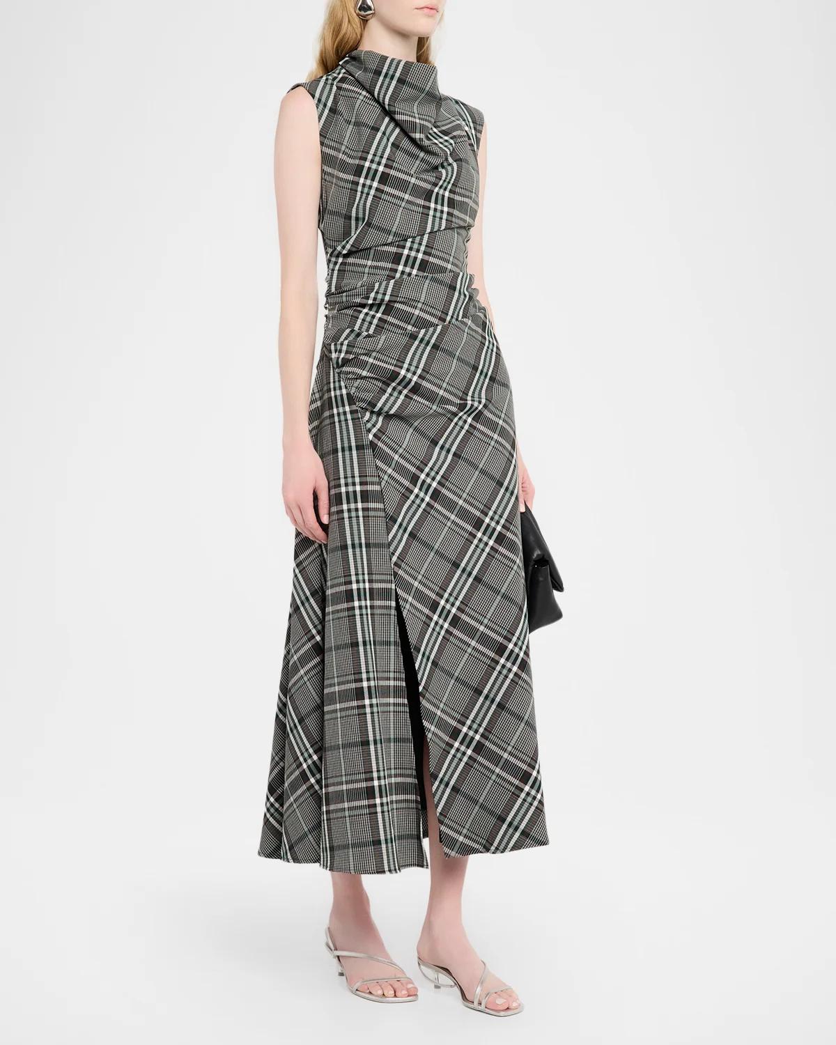 Burke Plaid Cowl-Neck Maxi Dress - thumbnail 9