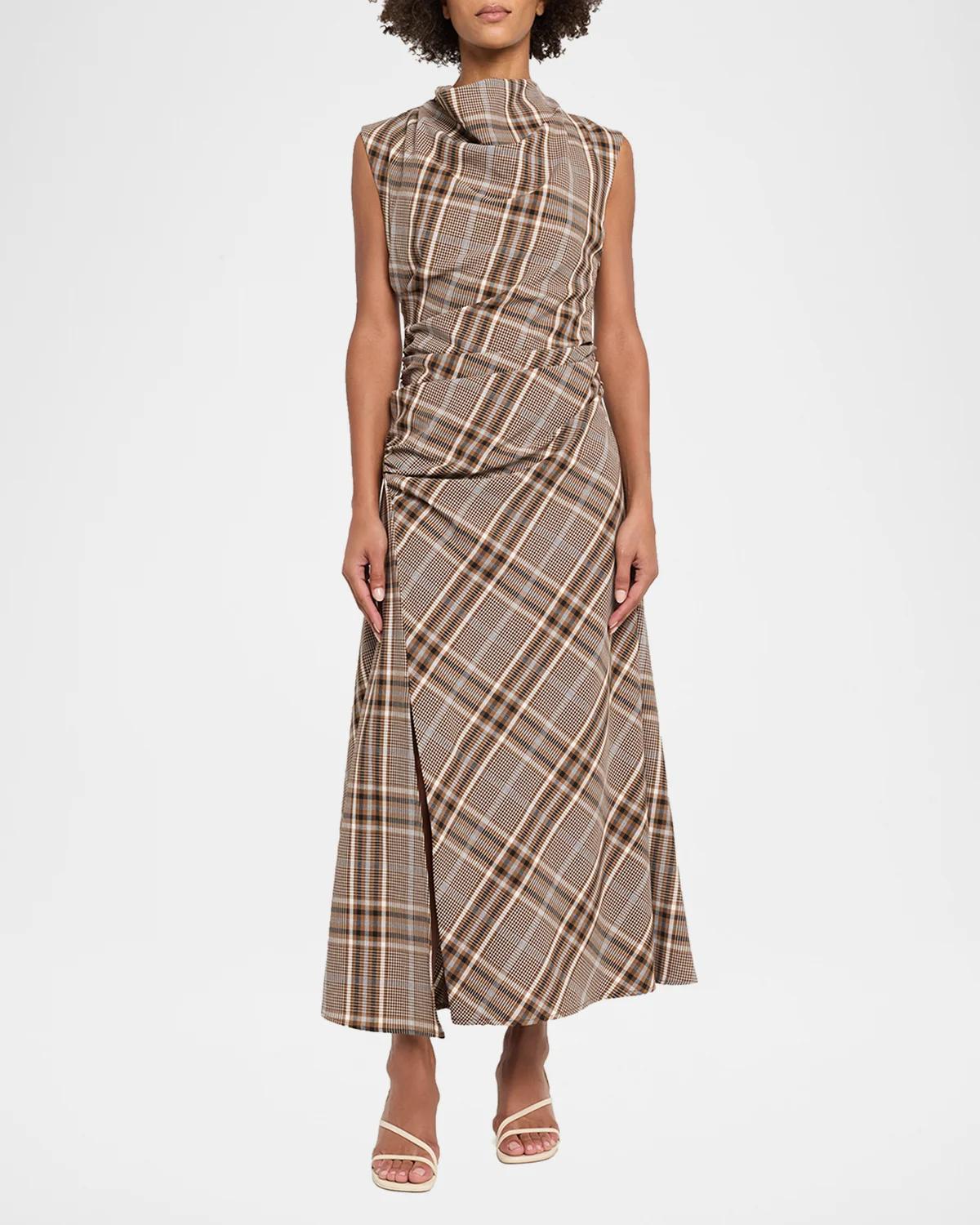Burke Plaid Cowl-Neck Maxi Dress - thumbnail 2