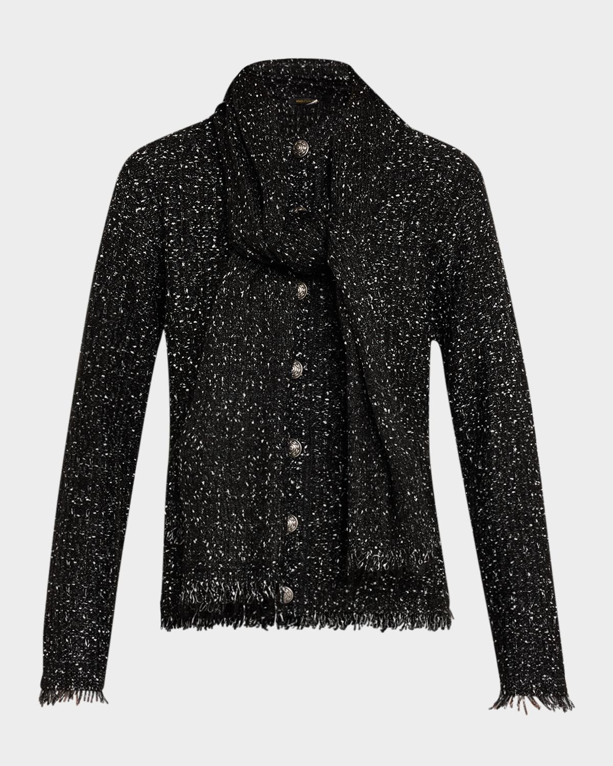Faye Fringed Metallic Knit Sweater