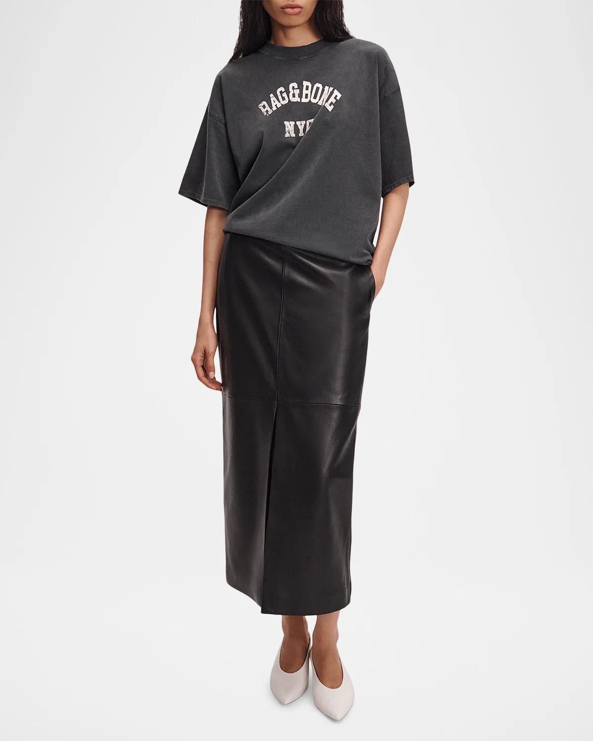 Bessie Leather Midi Skirt - thumbnail 2
