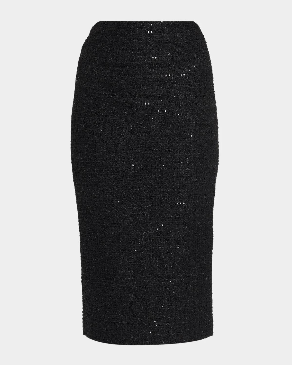 Sequin Boucle Midi Pencil Skirt