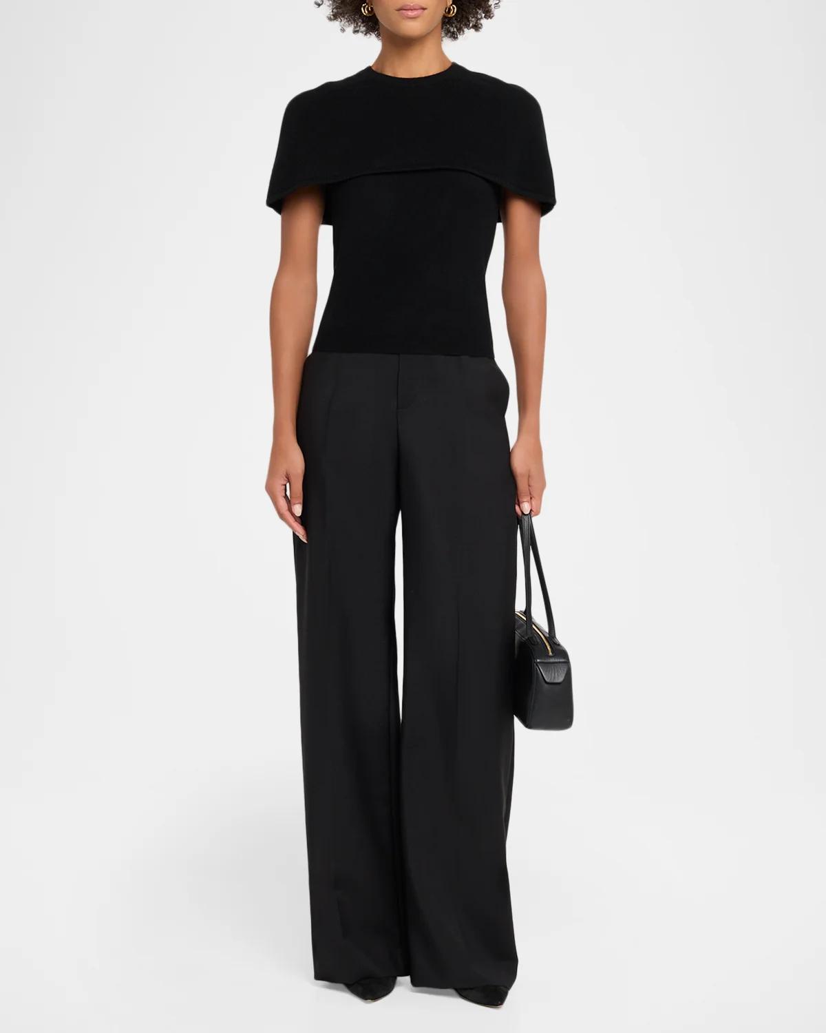 Yuki Short-Sleeve Cashmere Cape Top - thumbnail 2