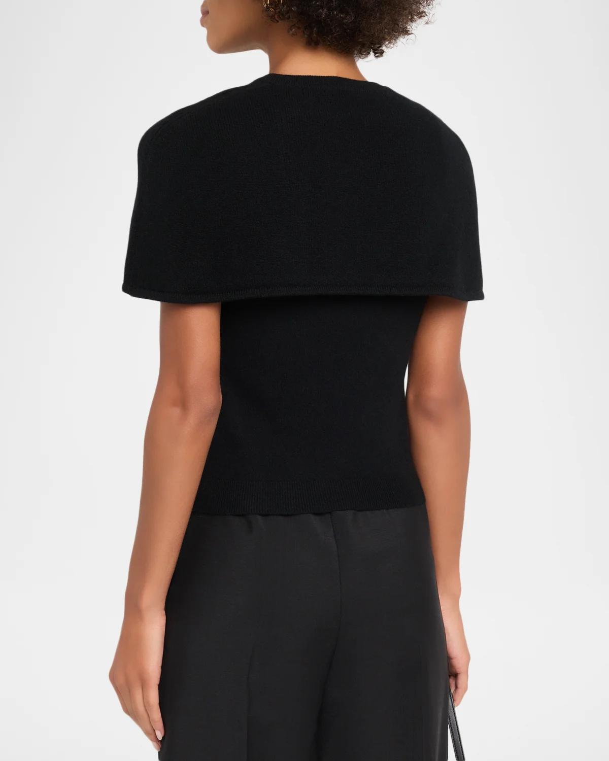 Yuki Short-Sleeve Cashmere Cape Top - thumbnail 3