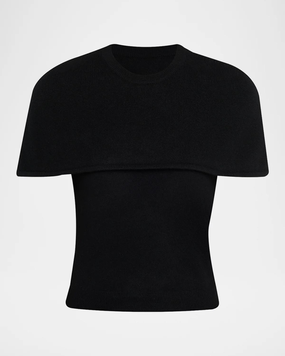 Yuki Short-Sleeve Cashmere Cape Top