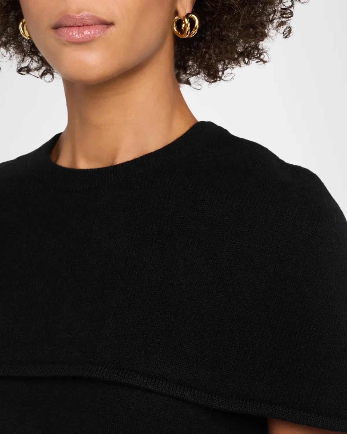 Yuki Short-Sleeve Cashmere Cape Top - thumbnail 5