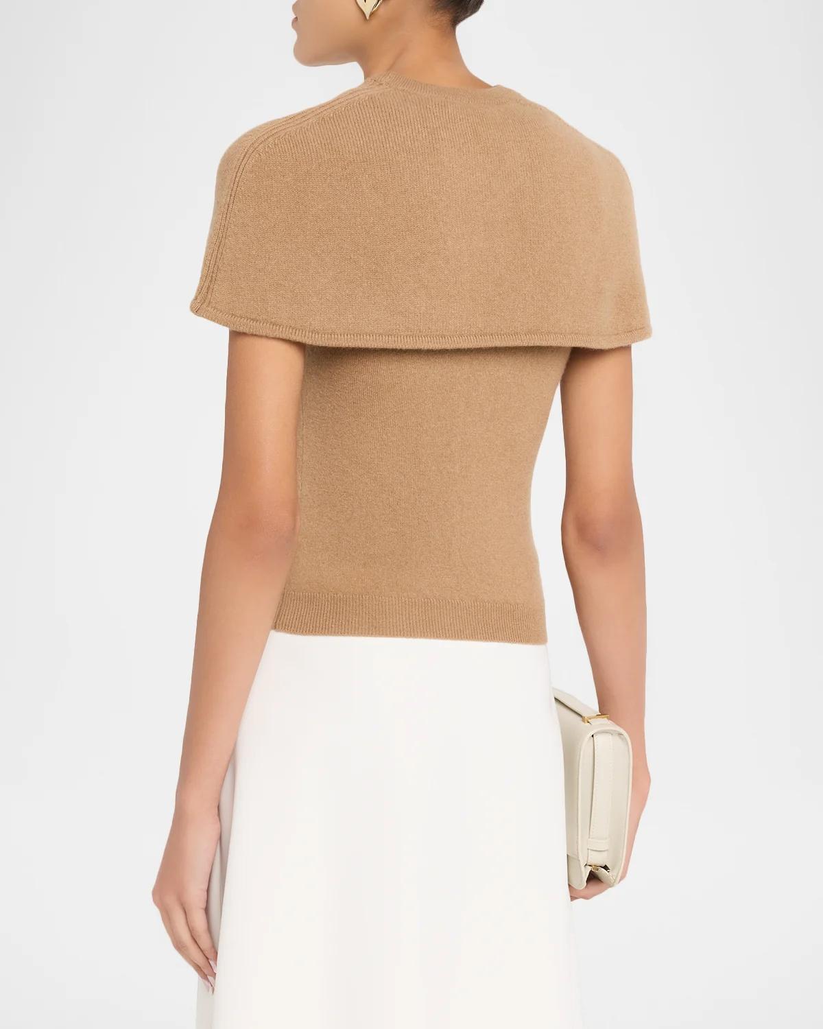 Yuki Short-Sleeve Cashmere Cape Top - thumbnail 8