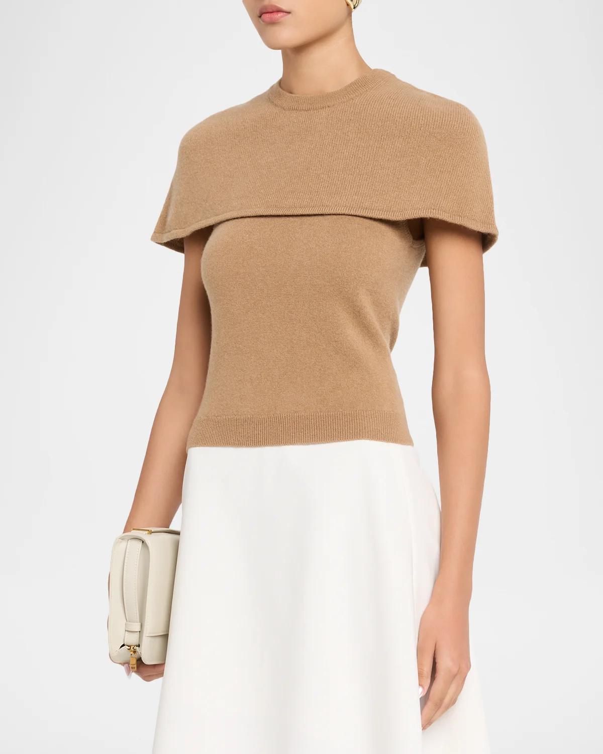 Yuki Short-Sleeve Cashmere Cape Top - thumbnail 9