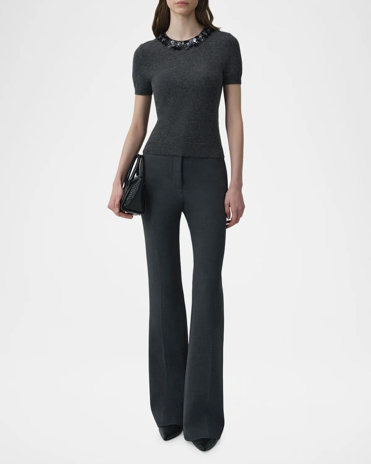 Sophie Floral Embellished Wool-Cashmere Top - thumbnail 2