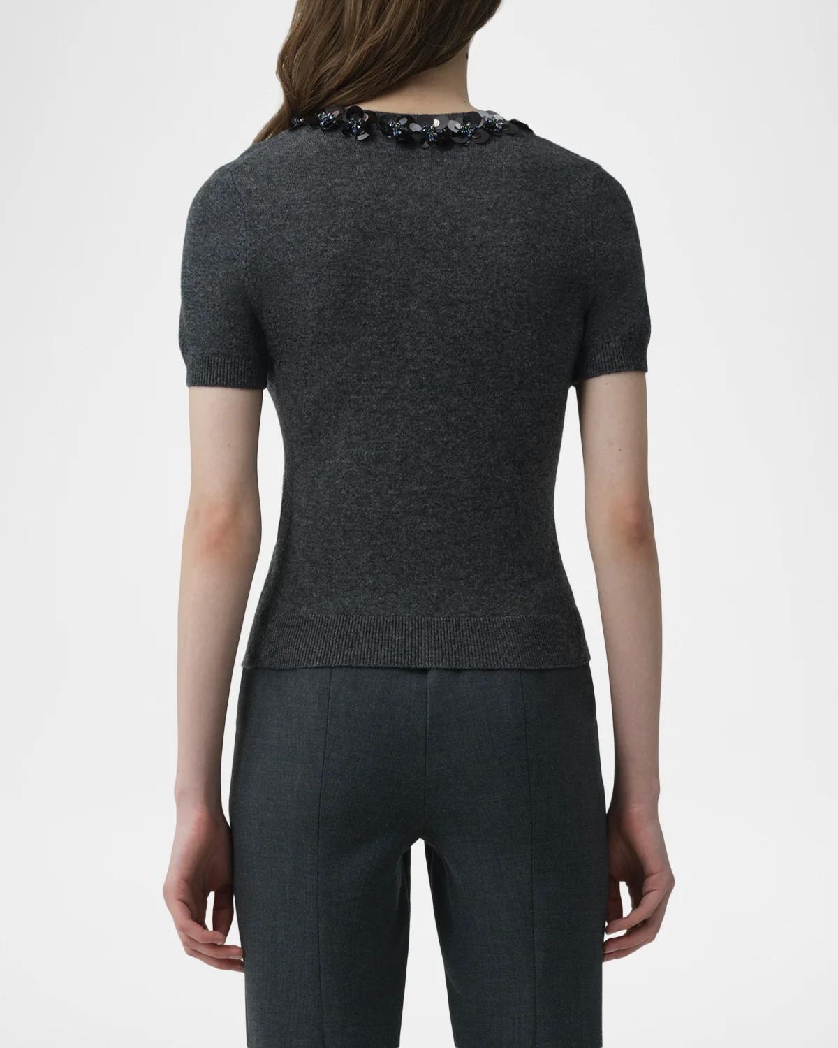 Sophie Floral Embellished Wool-Cashmere Top - thumbnail 3