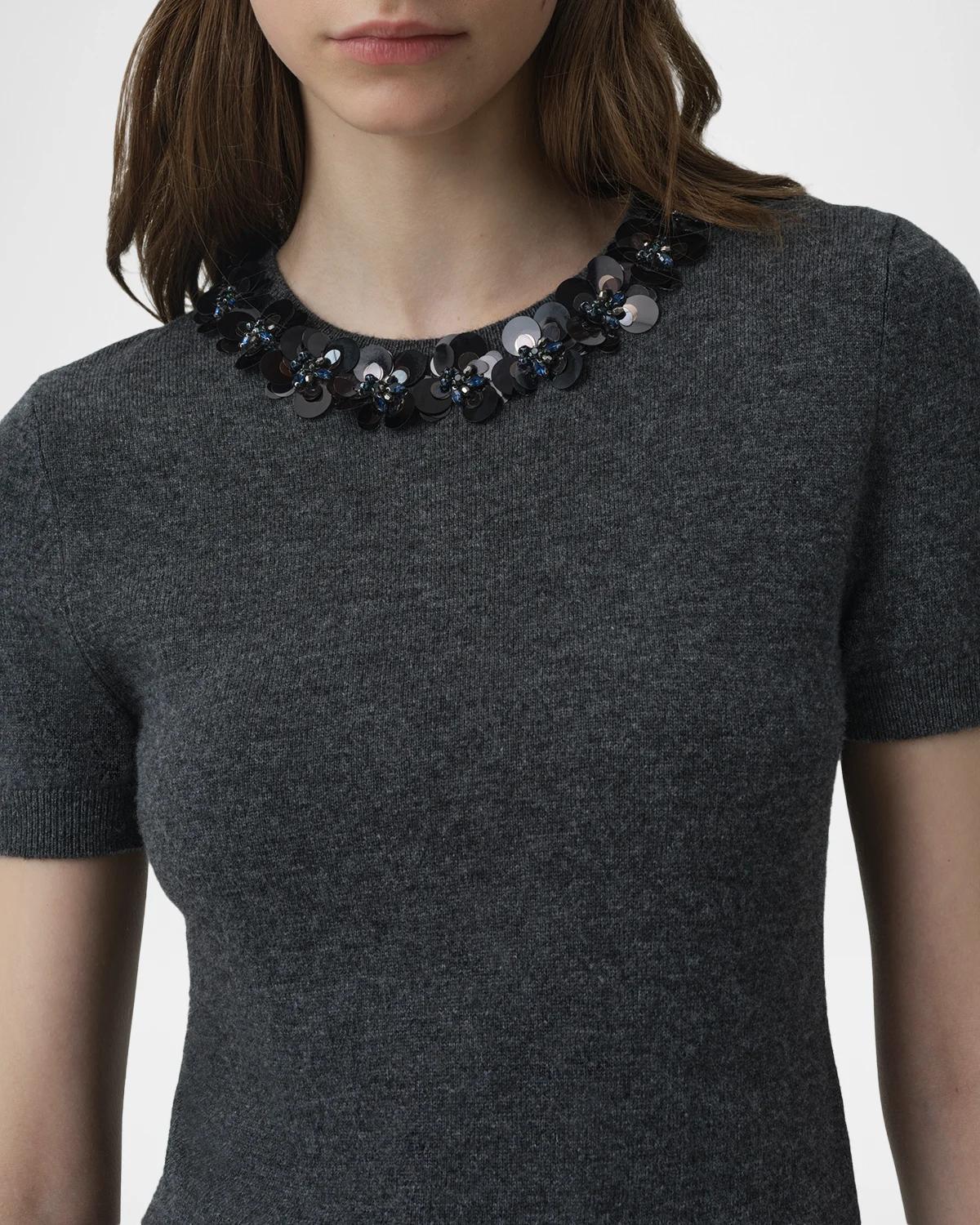 Sophie Floral Embellished Wool-Cashmere Top - thumbnail 5