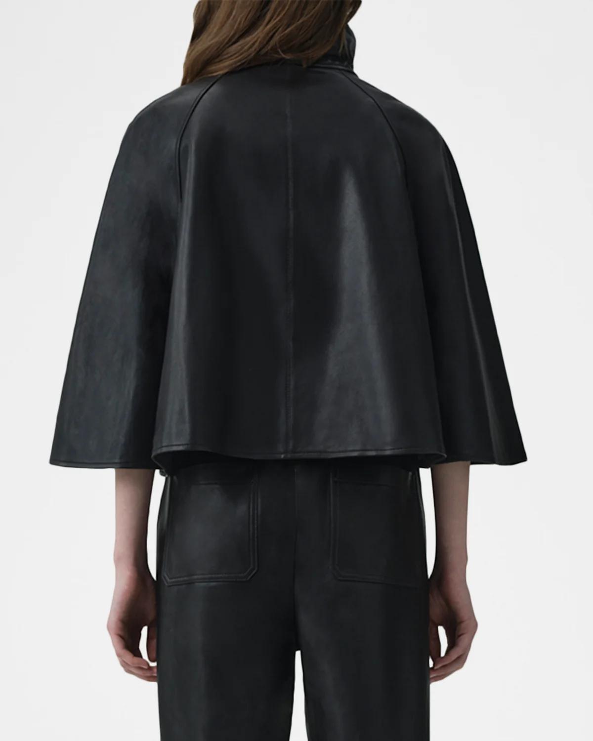 Orvik Leather Cape Jacket - thumbnail 3