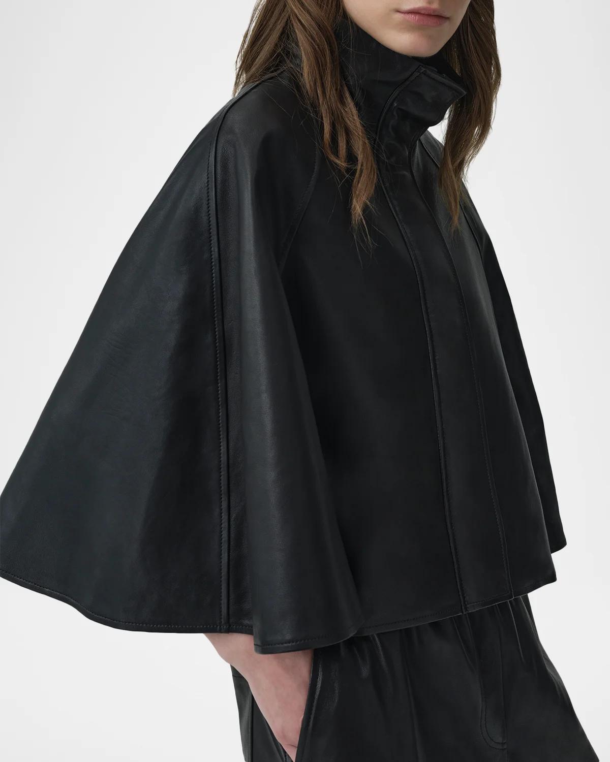 Orvik Leather Cape Jacket - thumbnail 5
