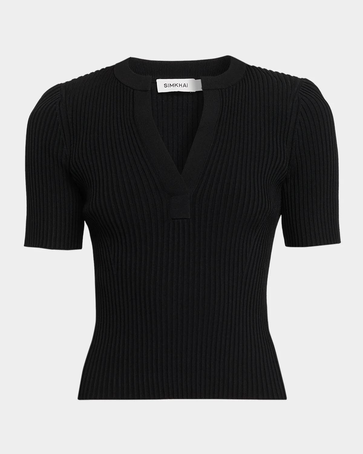 Miley Splitneck Ribbed Top