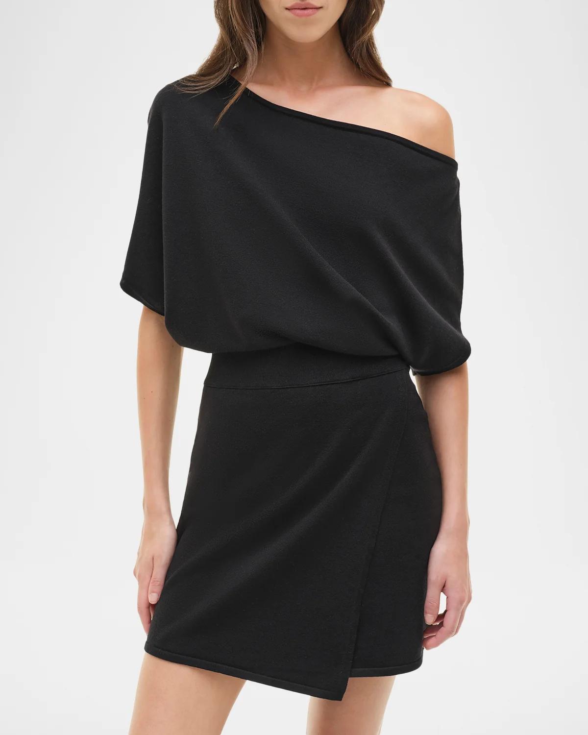 Shania Faux-Wrap Wool-Blend Mini Dress - thumbnail 4