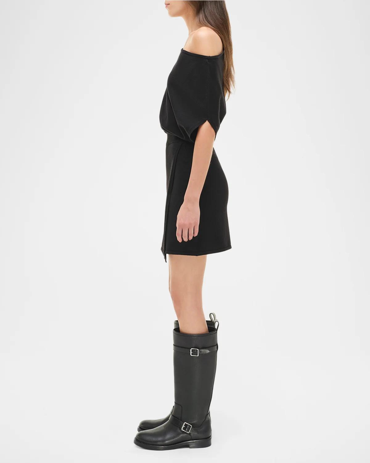 Shania Faux-Wrap Wool-Blend Mini Dress - thumbnail 5