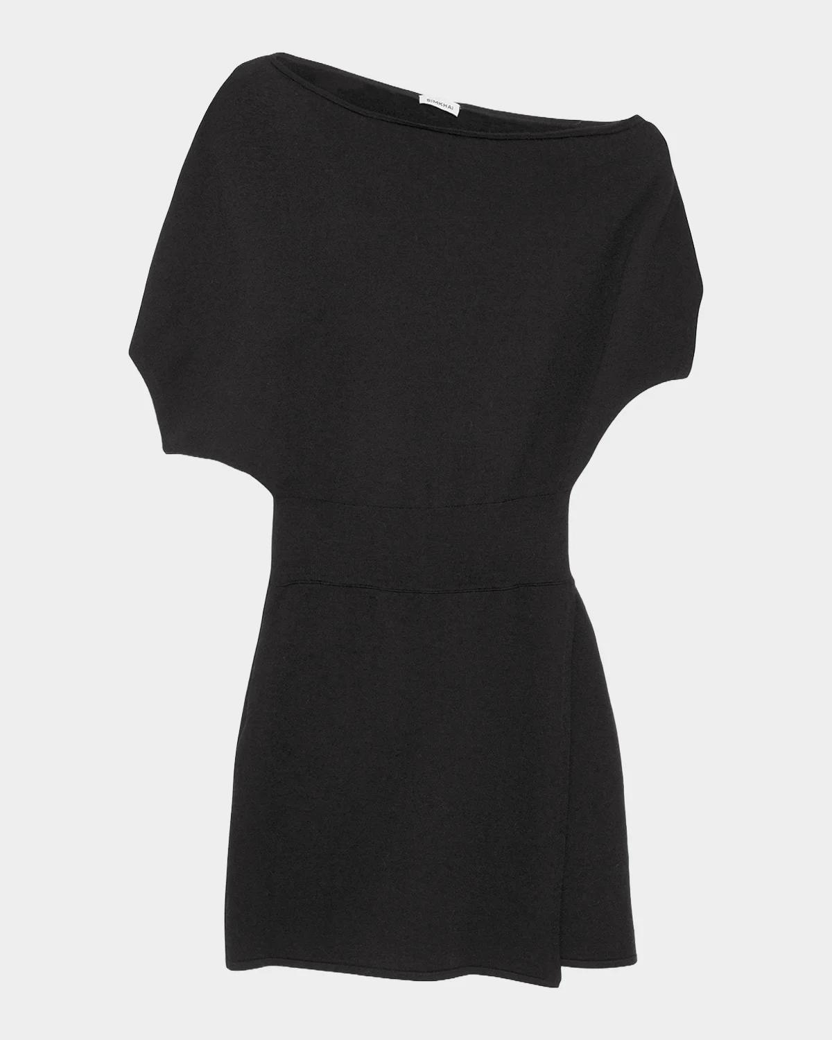 Shania Faux-Wrap Wool-Blend Mini Dress