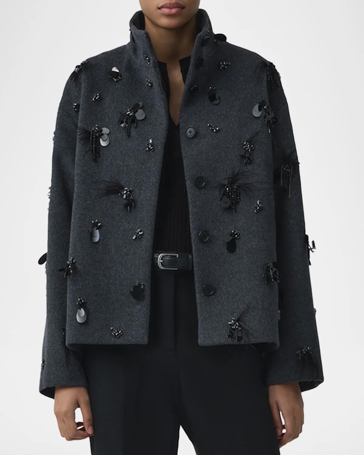 Siena Embellished Wool-Blend Jacket - thumbnail 4