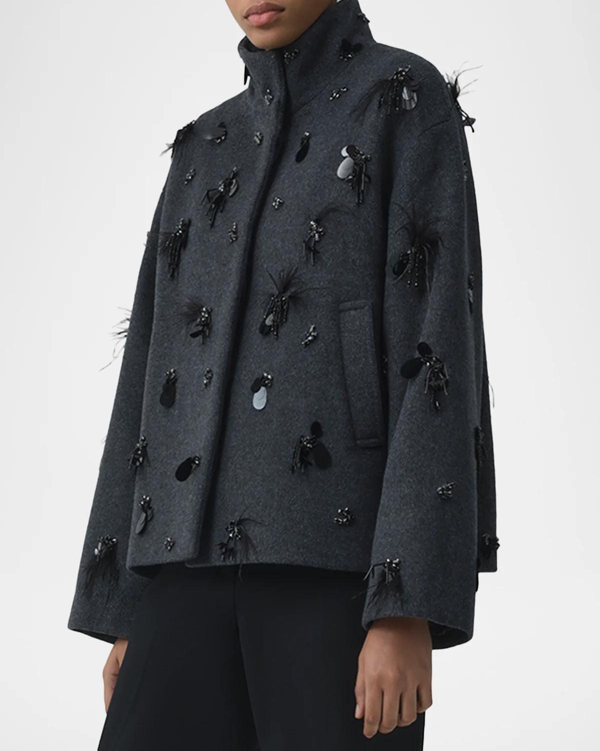 Siena Embellished Wool-Blend Jacket - thumbnail 5