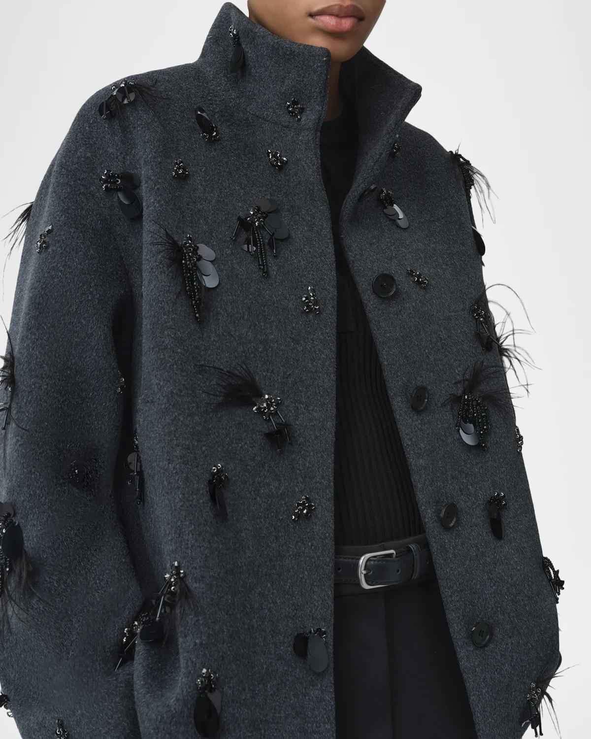 Siena Embellished Wool-Blend Jacket - thumbnail 6
