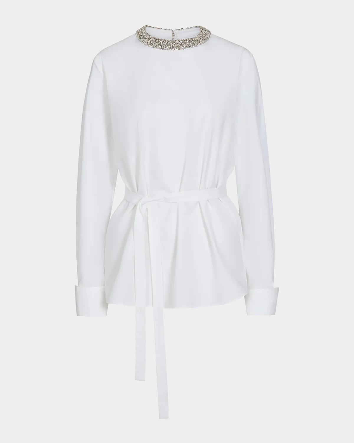 Crystal-Embellished Tie-Waist Top