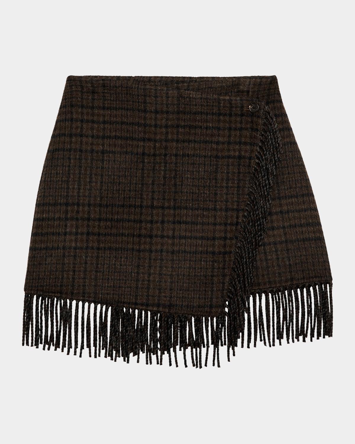 Vista Plaid Wool-Blend Mini Skirt