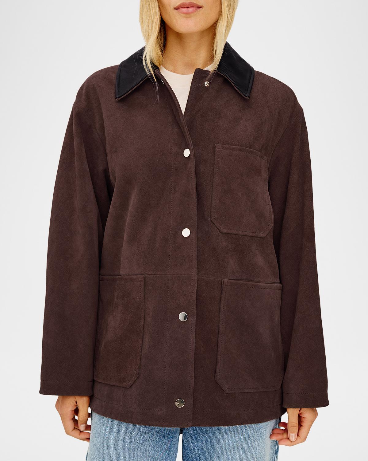 Jaxton Suede Contrast-Collar Jacket - thumbnail 6