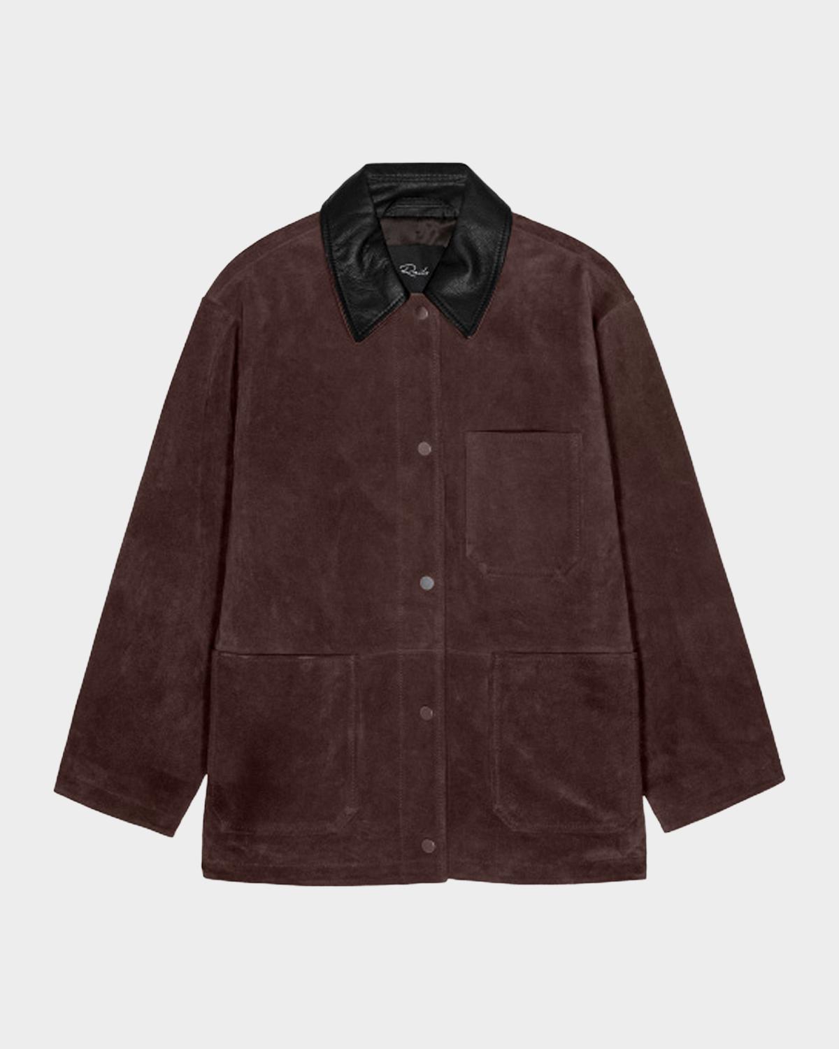 Jaxton Suede Contrast-Collar Jacket