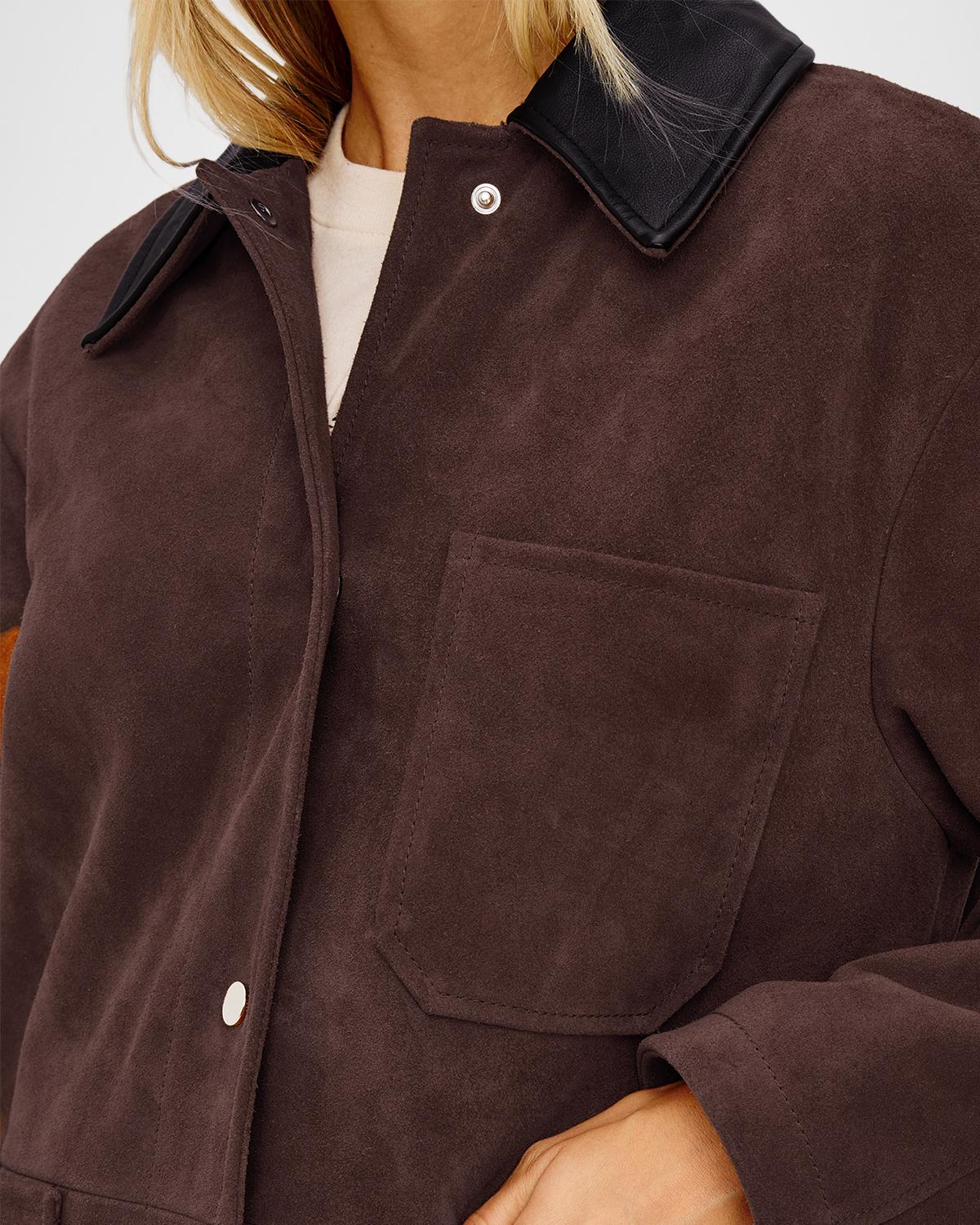Jaxton Suede Contrast-Collar Jacket - thumbnail 7