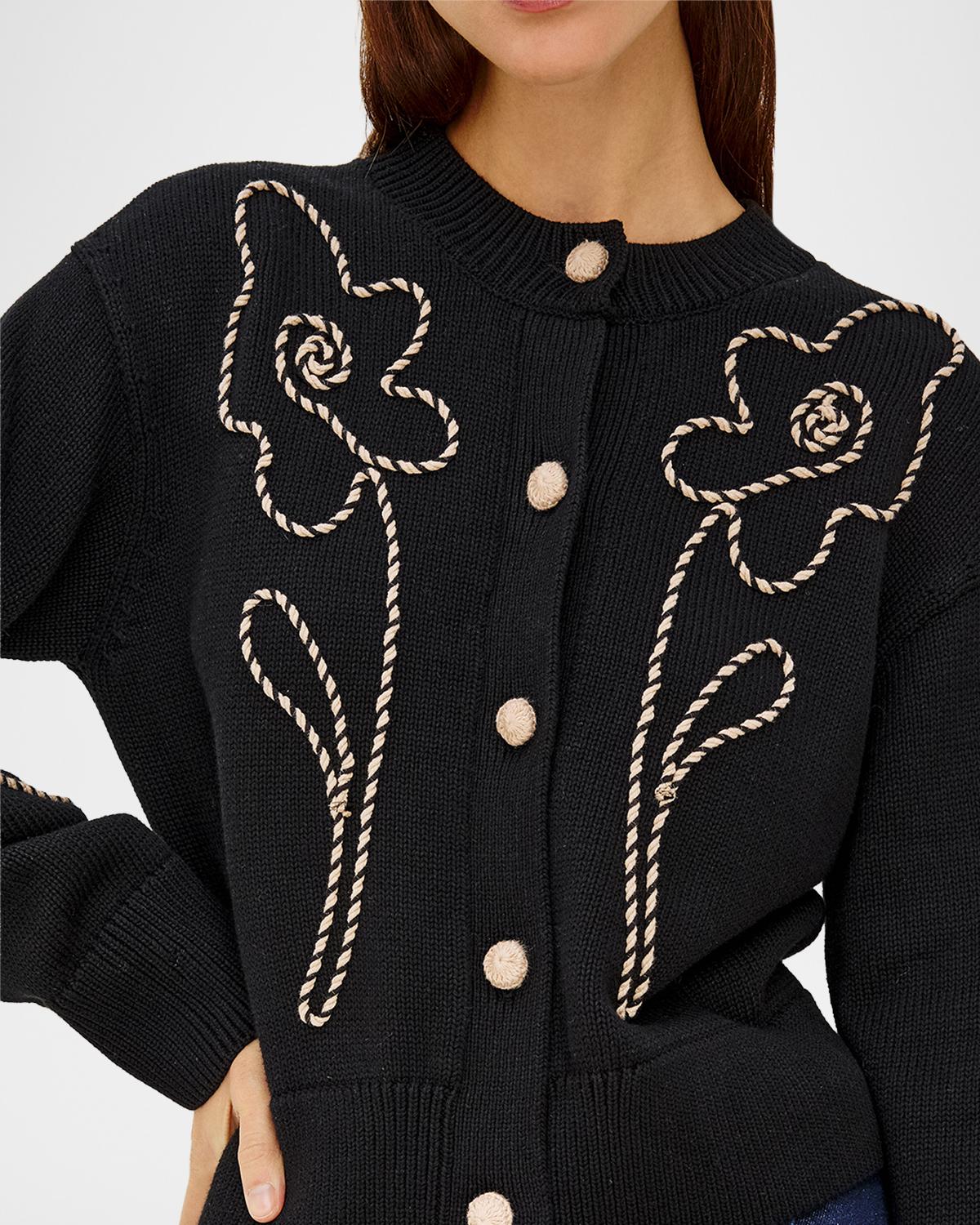 Sybil Embroidered Cotton Cardigan - thumbnail 5