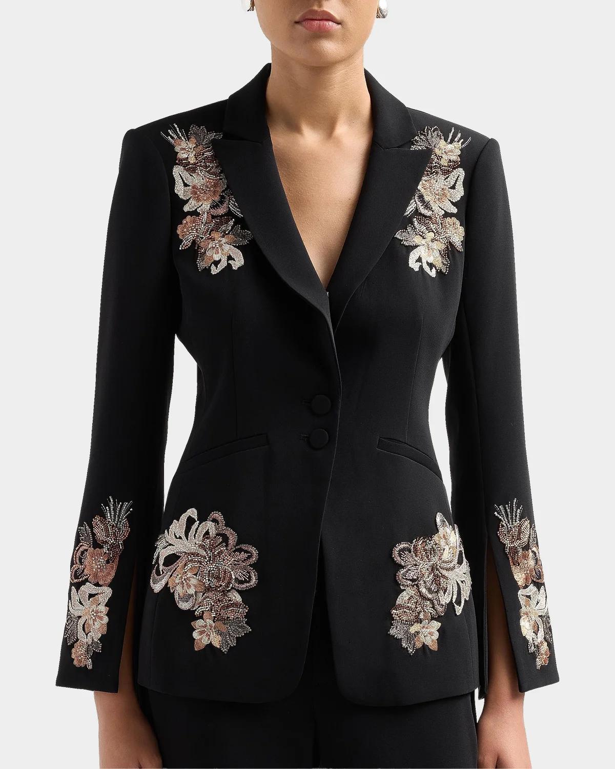 Crystal Cascade Single-Breasted Blazer - thumbnail 4