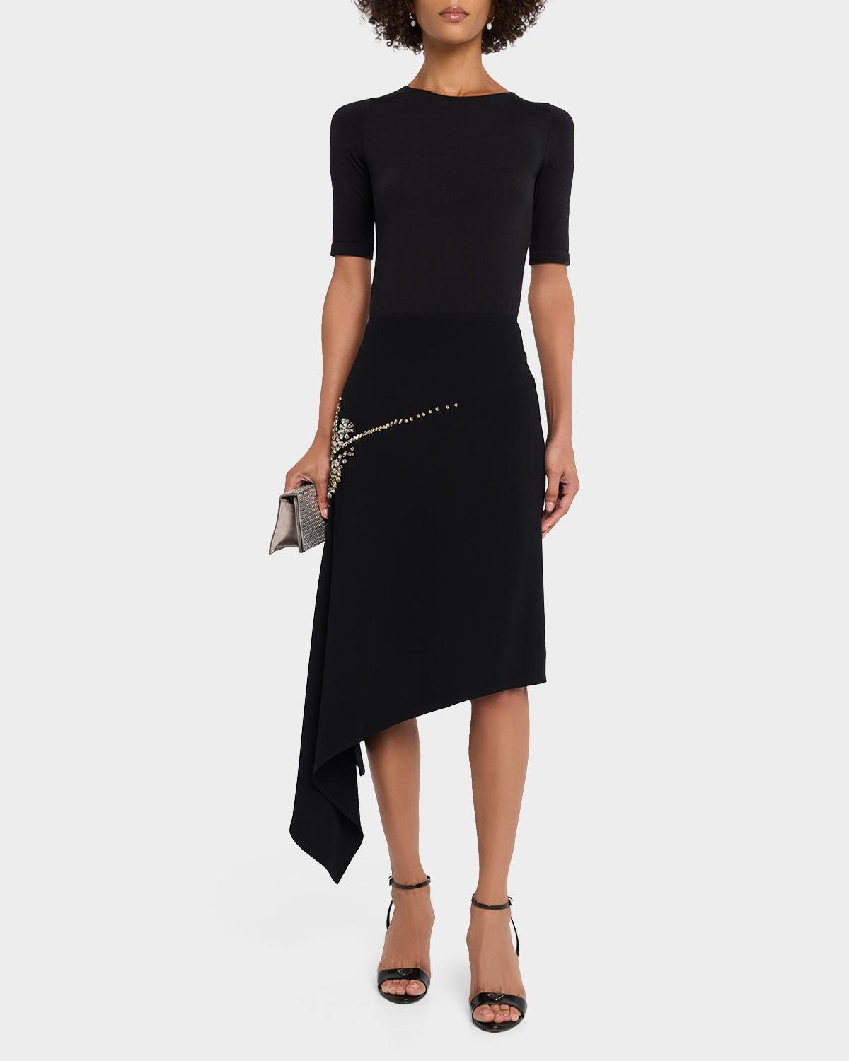 Crystal Cascade Embellished Asymmetric Midi Skirt - thumbnail 2