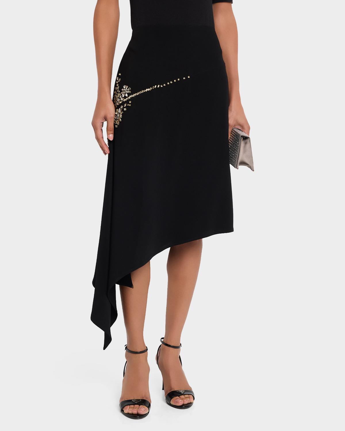 Crystal Cascade Embellished Asymmetric Midi Skirt - thumbnail 4