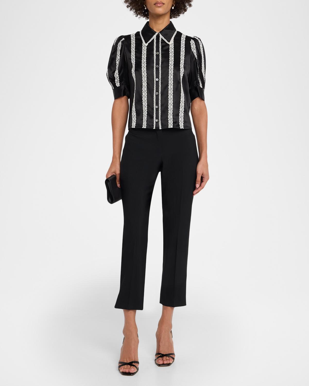 Nalea Lace-Embellished Satin Shirt - thumbnail 2