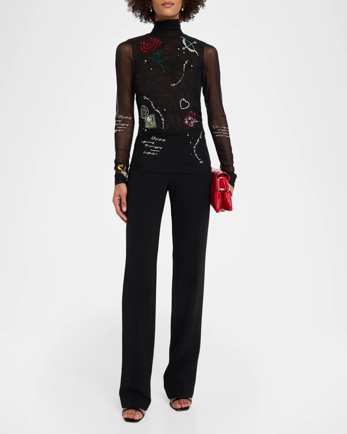Starry Scribbles Mesh Turtleneck Top - thumbnail 2