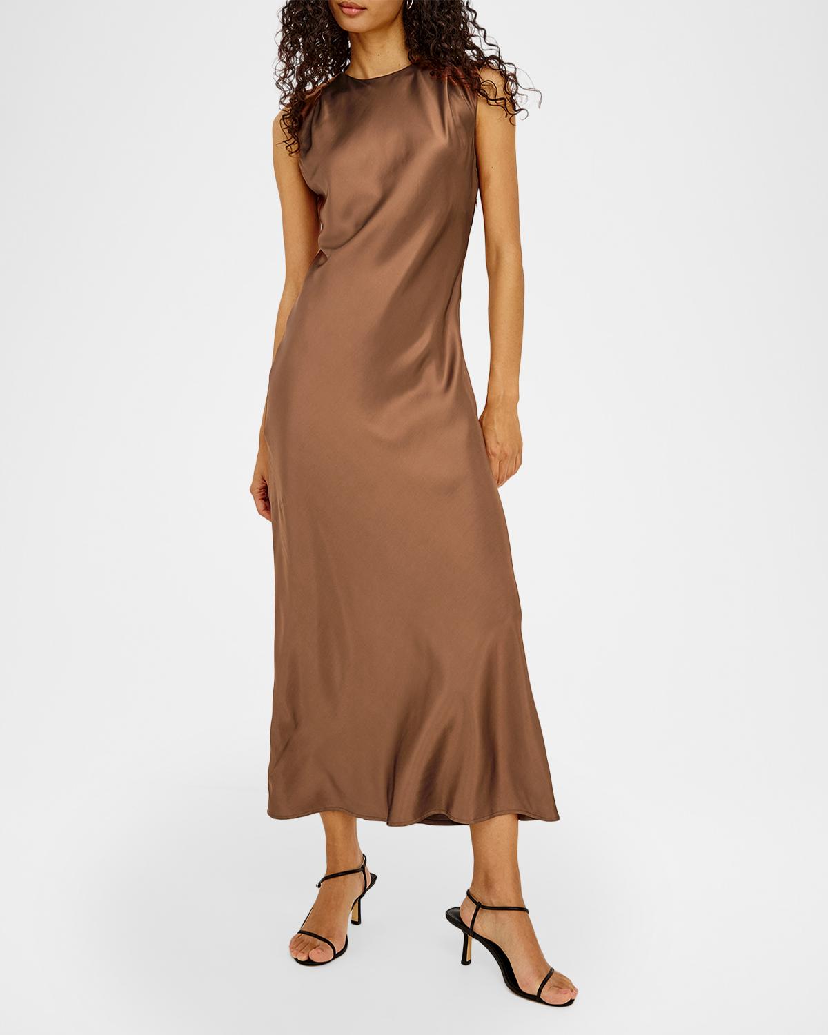 Mira Satin A-Line Midi Dress - thumbnail 2
