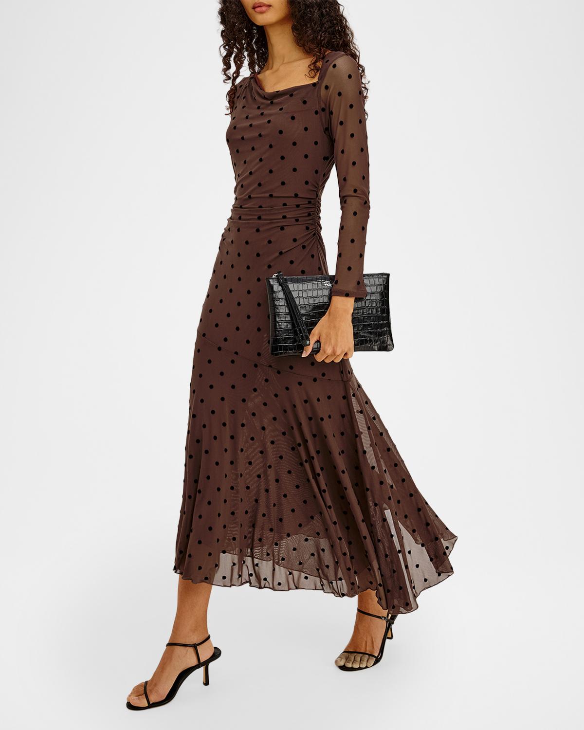 Cambria Polka-Dot Mesh Midi Dress - thumbnail 4
