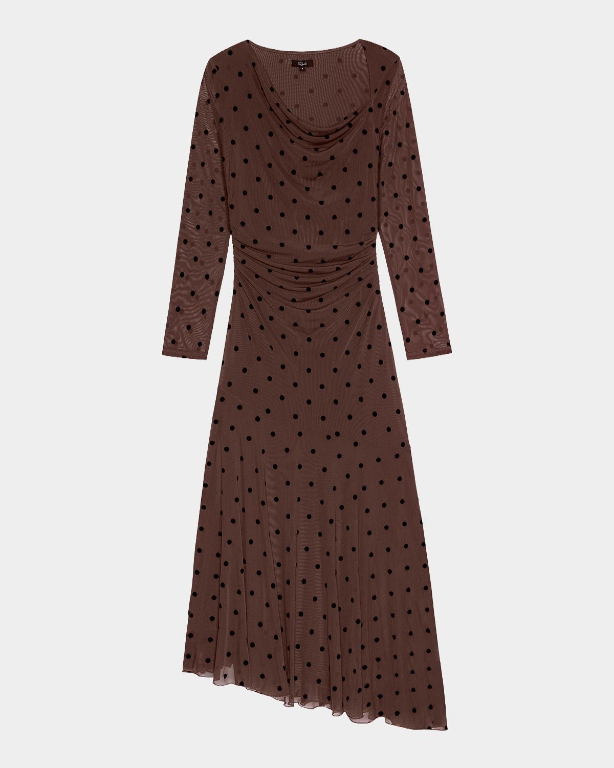 Cambria Polka-Dot Mesh Midi Dress