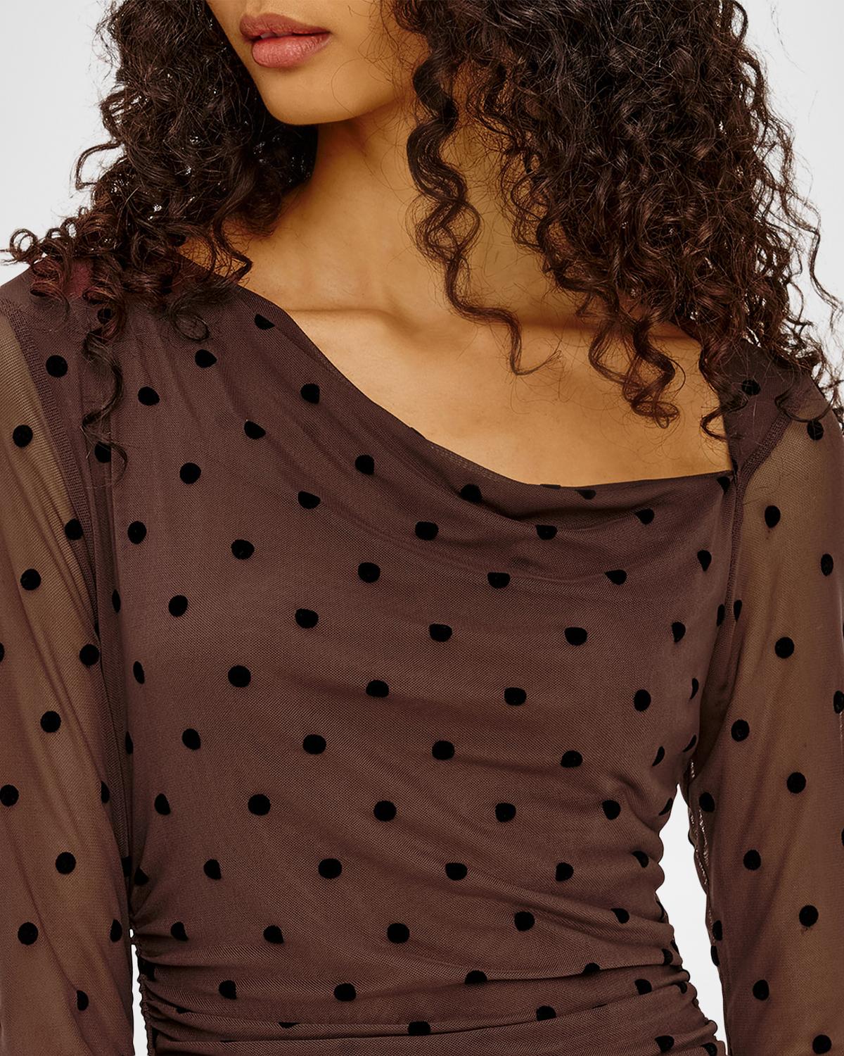 Cambria Polka-Dot Mesh Midi Dress - thumbnail 5