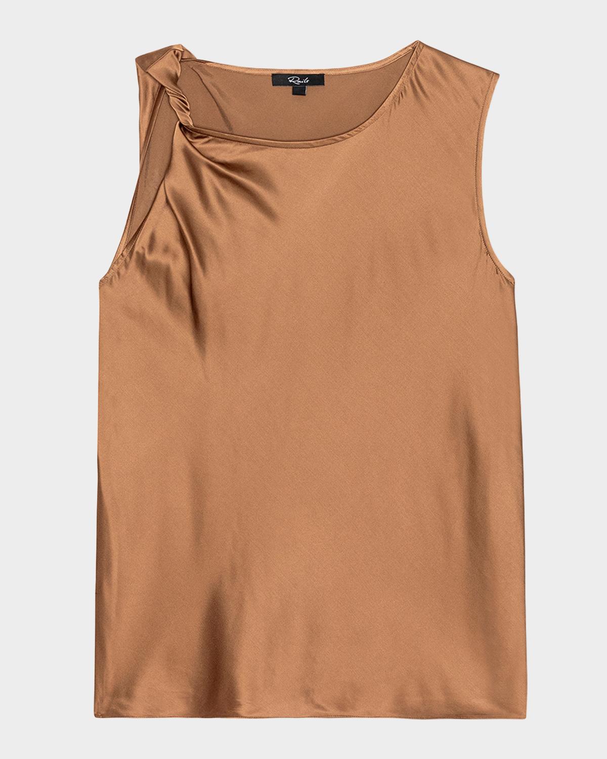 Robin Satin Twisted-Sleeve Top